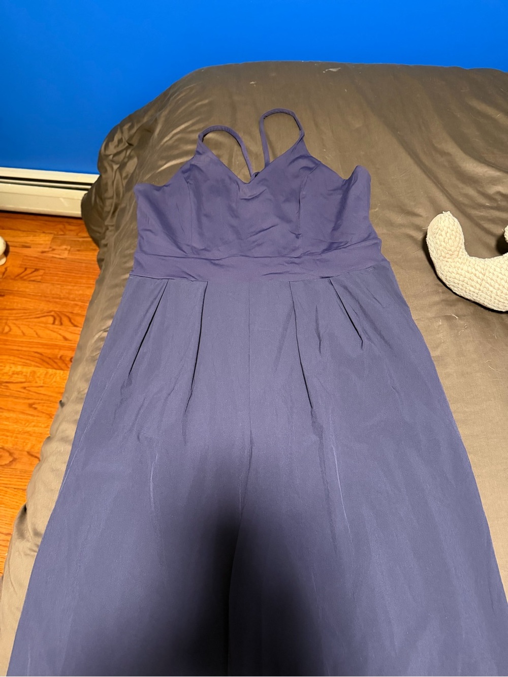 HALARA Deep Blue Spaghetti-Strap Wide-Leg Jumpsuit